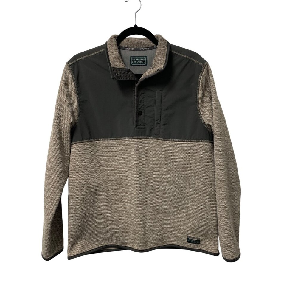 GH BASS & CO EXPLORER SWEATER HONEYCOMB FLEECE QUARTER SNAP PULLOVER OUTDOOR